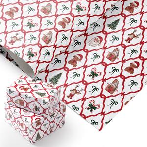 3 x PlandRichW Teddy Bears Christmas Wrapping Paper 4028 Inch Jumbo Sheets, Non-Tear Bulk Gift Wrap - Santa Trellis with Reindeer, Gingerbread, Candy Canes - 4 Pre-Cut Sheets for Kids & Adults