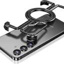 OATSBASF Samsung Galaxy S24 Bumper Case with Invisible Magnetic O-Ring Stand, Minimalist Frameless Case, Black