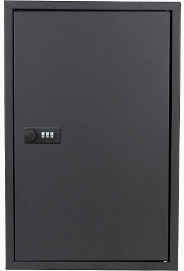 Key Cabinet Wall Mount, Key Storage Lock Box with Code,Key Cabinet Organizer, 48 Key Hooks and Colored Key Tag Labels, 30 * 10 * 46cm, Black(Combination Lock)