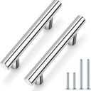 Probrico 30 Pack|2.5 inch Drawer Pulls Stainless Steel, Modern Polished Chrome Cabinet Pull, Round T bar Handles Dresser Drawer knobs, Kitchen Cabinet Knobs Hardware, 4 inch Overall Length