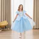 Cinderella Dresses For Girls Little Kids Toddler Princess Fancy Dress Up Clothes + Accessories Halloween Christmas Carnival Birthday Party Role Play Cosplay Costume Blue, Size 110