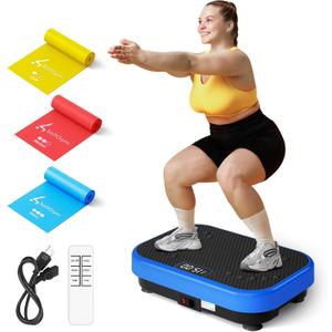 Vibration Plate Exercise Machine for Lymphatic Drainage,Softgym Power Vibrate Stand Shake Board 400 Lbs Capacity Whole Body Workout Waver with Fitness Resistance Bands Weight Loss Gifts for Women Men