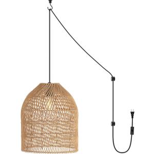 JONATHAN Y JYL1401A Koda 13" 1-Light Farmhouse Coastal Bohemian Rattan 180" Cord Plug-in or Hardwired LED Pendant Modern Dining Room Living Room Kitchen Island Foyer Bedroom, Brown