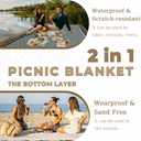 Genovega 2 in 1 Extra Large Rug Outdoor Picnic Blanket Waterproof Woven Boho Mat Giant Beach Towel Travel Essential Yoga Accessories Park Patio Lawn Garden Ground Music Festival Concert Must Have