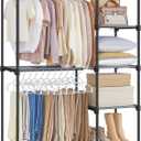 SONGMICS Portable Closet, Freestanding Closet Organizer, Clothes Rack with Shelves, Hanging Rods, Storage Organizer, for Cloakroom, Bedroom, 44.1 x 16.9 x 65 Inches, Gray URYG024G02 (Grey)