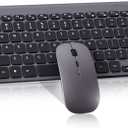 Wireless Keyboard and Mouse Combo, Compact Quiet Wireless Keyboard and Mouse Set 2.4G Ultra-Thin Sleek Design for Windows, Computer, Desktop, PC, Notebook, Laptop (GHKM03)