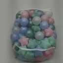 GOGOSO 100 Non-Toxic Play Balls for Kids - Soft, Crush-Proof, and BPA-Free Pit Balls in Fun Colors for Indoor/Outdoor Playtime (pink blue green white star balls)
