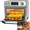 HYSapientia Air Fryer Toaster Oven Combo, 26Quart 10-in-1 Extra Large Countertop Convection Oven with LED Display Knob Control, 1800W Stainless Steel, Less Oil, Faster Cooking,7 Accessories+Recipe