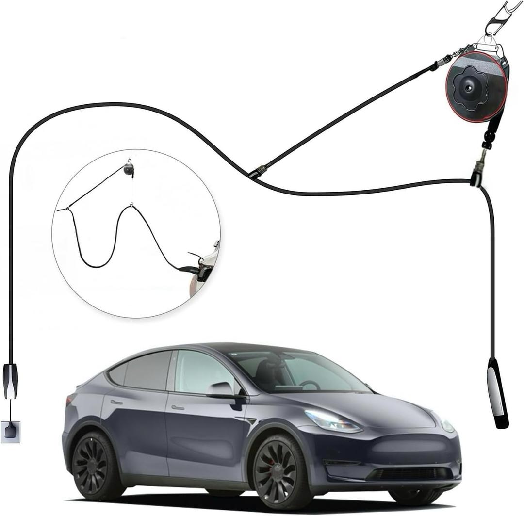 EV Charger Retractable Cord Reel, Overhead EV Charging Cable Organizer for Garage, 6.6 ft Reach, Ceiling or Wall Mount, Compatible with Tesla NACS & Most J1772 Cables