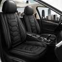 Pariitadin Leather Car Seat Covers Front Pair, Waterproof Faux Leather Seat Covers for Cars, Non-Slip Car Interior Covers Universal Fit for Most Cars Sedans Trucks SUVs, Black