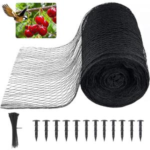 40' x 40' Bird Netting for Garden Heavy Duty 3/8" Mesh Anti Bird Net for Chicken Run,Vegetables,Koi Pond,Fruit Trees & Other Plants,Lasting Against Birds Deer Squirrels and Poultry, Black