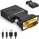 VGA to HDMI Adapter with Audio, Uni-Direction VGA (Source) to HDMI (TV/Monitor), Active VG A in HDM I Convertor Male to Female 1080P Video Dongle for Laptop, Computer, Projector
