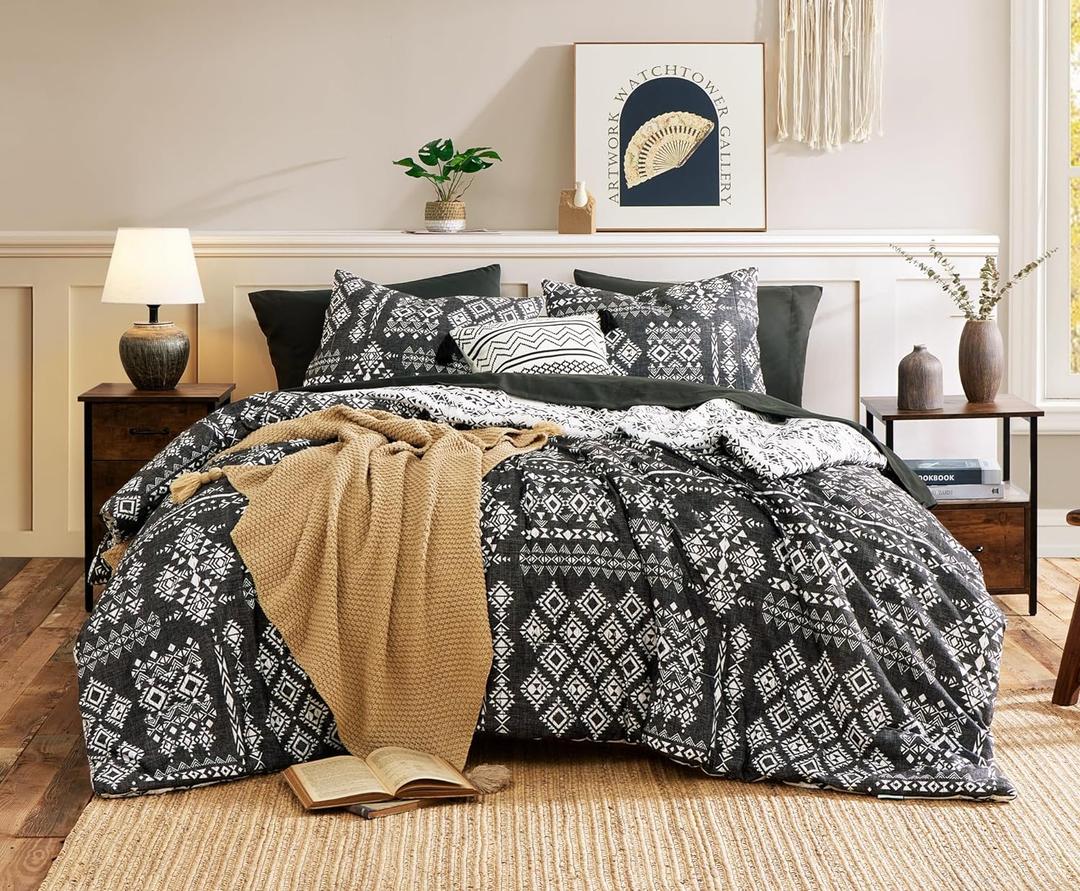 Geniospin Full Comforter Set - 7 Pieces Bed in a Bag, Comfortable Western Bedding Sets for All Seasons, Lightweight Soft Boho Comforter Bed Set with Sheets, Pillowcases & Shams
