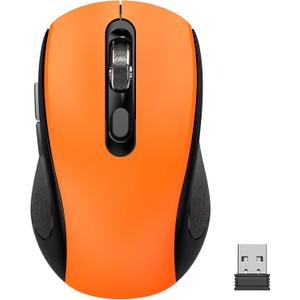 Wireless Mouse With Side Buttons Suitable for Laptops PC Chromebook Mac MacBook Silent Mouse with USB Nano Receiver 2400 DPI Anti Slip Scroll Wheel 6-Button Ergonomic Wireless Computer Mice - Orange