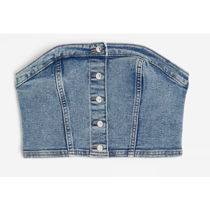 DENIM BUSTIER TOP, Denim blue, M