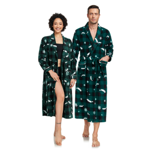 EA'S SECRET Robes For Women Fleece Bathrobe Plush Warm Long Robe Christmas House Spa Robes Loungewear with Pockets(GP,XL) 