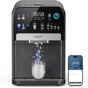 ecozy Nugget Ice Maker Dispenser, Smart 2-in-1 Pebble Ice Machine Countertop & Water Dispenser with App Control, Self-Cleaning, Auto Lighting, TDS Monitor, Measured Dispensing, 33Lbs/Day