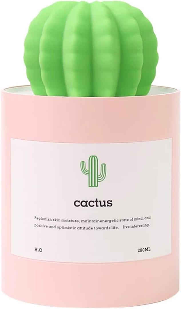 UODBUYO Mini Humidifier, 280ml USB Cool Mist Portable Cactus Air humidifier, Ultra-Quiet Operation for Bedroom Home Office Yoga Car Travel(Pink)