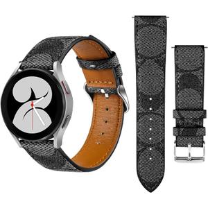 Leather Bands Compatible with Samsung Galaxy Watch 5/4/6 40mm 44mm/5 Pro 45mm/4 Classic 42mm 46mm, 20mm Luxury Retro Leather Straps for Galaxy Active 2 40mm 44mm/Watch 3 41mm Women Men
