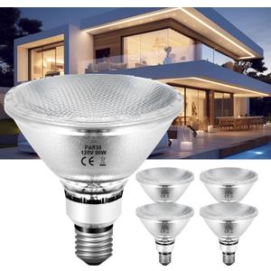 PAR38 Halogen Flood Light Bulbs Dimmable, 4 Pack, 90 Watt 120V, 2800K Warm White for Indoor and Outdoor Floodlight Bulb, E26 Base Bulbs 4050LM