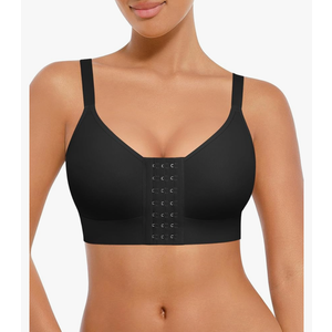 FeelinGirl Full Coverage Mastectomy Bra Post Surgery Compression Bra for Women with Front Closure Post Surgical Bra Beige XL