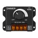 SUPERNIGHT LED Light Strip Dimmer, DC12V-24V 30A PWM Dimming Controller for Dimmer Knob Adjust Brightness ON/Off Switch with Aluminum Housing
