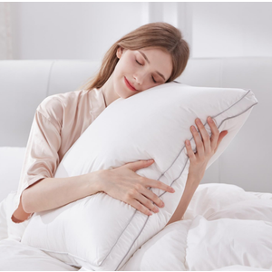 Globon Luxury Feather Down Pillow Standard Queen Size for Sleeping, Hotel Collection Fluffy Pillow, Low Soft Gusseted Bed Pillows, 18"X26", Pack of 2