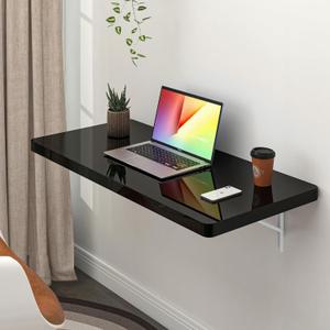 Clikuutory Wall Mounted High Gloss Folding Table, Wall Desk Fold Down for Small Spaces, Folding Workbench for Laundry Room, Home Office, Kitchen, Bedroom, Home Bar, Black(31.5"15.7"), 31.5"W x 15.7"D x 5.2"H