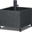 Umbrella Stand Outdoor Base with 4 Wheels Heavy Duty Support up to 240LB Patio Umbrella Planter for Garden Backyard Deck Poolside (Black)