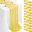 12Pack Light Yellow Cheesecloth Table Runner 35x120Inch Yellow Cheese Cloth Table Runner 10FT Boho Gauze Table Runners Rustic Sheer Table Runners for Wedding Bridal Baby Shower Party Decor