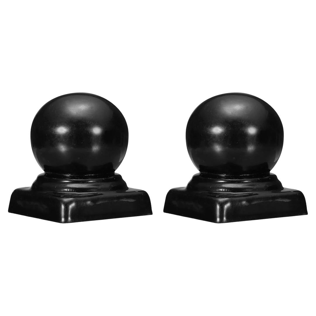 uxcell 2Pcs 2x2in Fence Post Caps, Decorative Ball Top Dome Iron Deck Post Cap Cover Waterproof Fit for Outdoor Square Metal Wood Fence Deck Mailbox Patio, Black