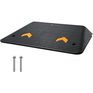VEVOR 4" Rise Rubber Threshold Ramp, 35.5" Wide Wheelchair Ramp Doorway, Natural Curb Ramp, 33069Lbs Load Capacity, Non-Slip Textured Surface Rubber Curb Ramp for Wheelchair and Scooter (Black)