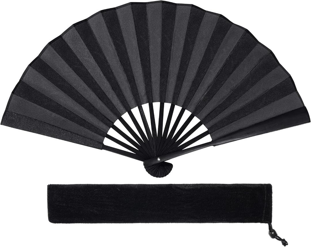 choyaxo Black Folding Hand Fan for Performance Wedding Decoration Dancing Party Gift