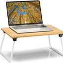 Ruxury Foldable Lap Desk Laptop Stand Bed Desk Table Tray, Breakfast Serving Tray, Portable & Lightweight Mini Table, Lap Tablet Desk for Sofa Couch Floor - Wood (Medium)