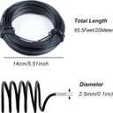 4 x 65.5 Feet Twist Ties for Climbing Plants Green Gear Ties Garden Plant Wire Outdoor & Indoor Plants Supporting Tree Tomatoes Vegetables Tape (Diameter - 2.5MM) (Black)