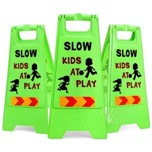 ZAVOOS 3 Pack Kids Playing Signs for Street, Reflective Slow Down Alert Sign with Double Sided Text Graphics, Highly Visible Children Safety Warning Signs for Neighborhoods, Yards, Driveways
