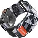 Bandletic Nylon Bands Compatible with Apple Watch Ultra/Ultra 2 49mm/46mm/45mm/44mm/42mm, Rugged Sport Loop Replacement Strap for iWatch Series SE/Series 10/9/8/7/6/5/4/3/2/1, L-gray camo