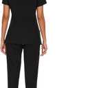 COZYFIT Scrubs for Women Set - Stretch V-Neck Scrub Top & Jogger Pant with 8 Pockets COZY SCRUBS (Black)