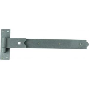 Renovators Supply Manufacturing Offset Lift Off Pintle Strap Hinge 19 in. Black Wrought Iron Pintle Strap Gate and Door Hinges with Hardware