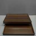 2 Pcs 17 Inch Acacia Wood Serving Trays with Handles, Large Wooden Tray Platter for Ottoman, Breakfast in Bed, Coffee Table, Decorative Rectangular Tray for Living Room Bedroom Kitchen