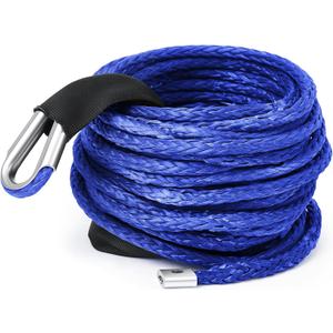 Synthetic Winch Rope 3/8'' x 50ft 13, 348 Lbs Synthetic Winch Line Cable Rope with Protective Sleeve for Off Road Vehicle 4WD SUV Truck ATV UTV SUV(Blue)