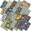 Tudomro 60 Pcs William Morris Floral Fabric Squares Bundles 10 x 10 Inch Cotton Vintage Floral Quilting Fabric Retro Flower Fat Quarters Patchwork Material for Holiday DIY Craft Sewing Quilt Handmade