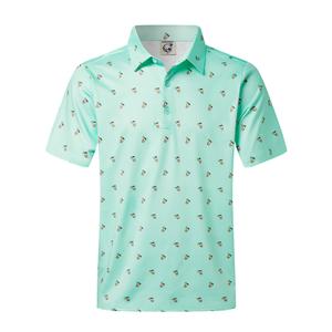 Hardaddy Mens Golf Polo Shirts Dry Fit Short Sleeve Print Patterns Moisture Wicking Collared Funny Golf Shirts for Men Mint 3XL (XXXL)