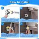 2 Pack Complete Toilet Valve Set, Includes 1/2'' Nom Inlet x 3/8'' OD Compression Outlet Angle Shut Off, 7/8" BC x 3/8" COMP Toilet Water Supply Line, Escutcheon Plate, Sealing Tape (16 Inch)