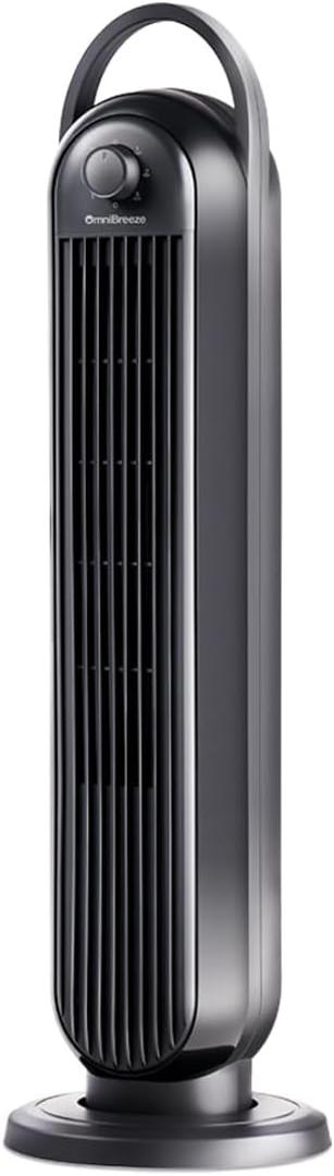 OmniBreeze Manual Electric Tower Fan, 28 inch 3 Speed with Oscillation, Mechanical Control, Standing Bladeless Floor Fans Cooling and Quite Indoor Living Room Bedroom use