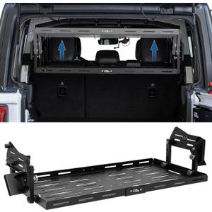 JOYTUTUS Rear Cargo Rack Basket Compatible with Wrangler JL 2018-2023 (Hard-Top Only, Not Fit 2024-2026), 350 LBS Adjustable Height Trunk Interior Luggage Basket Big Storage Carrier, Black