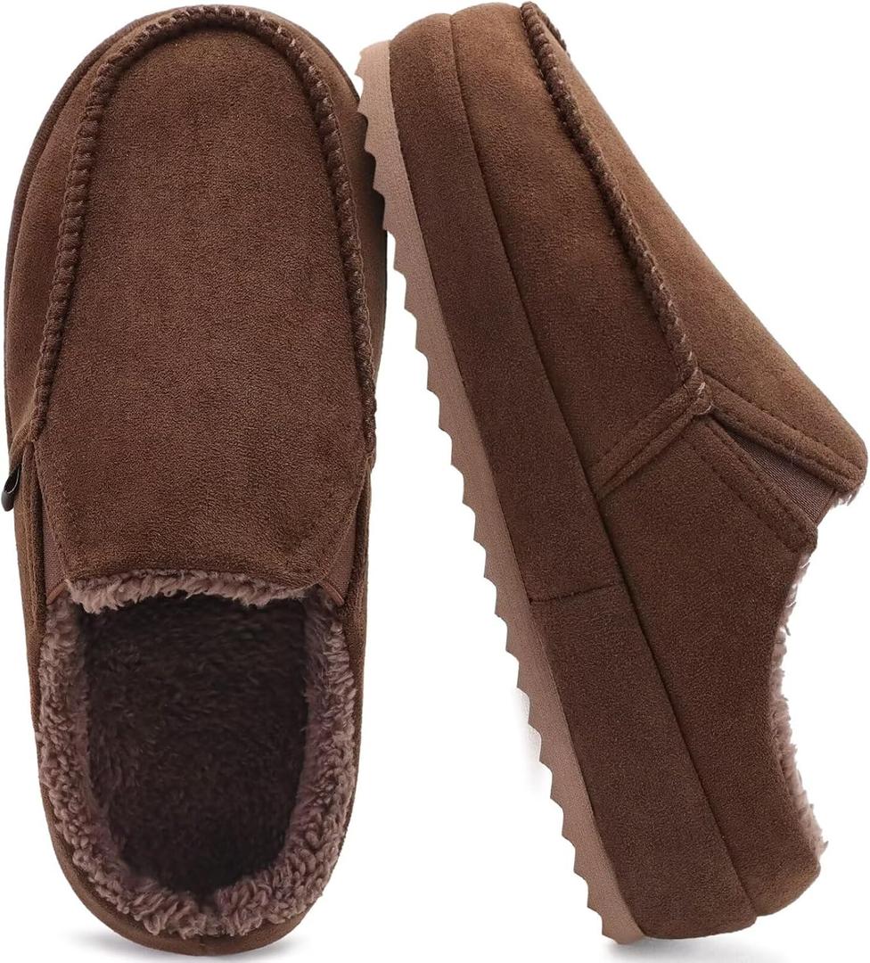 KuaiLu Womens Clog Slippers Cozy Warm Plush Lined With Arch Support Suede Faux Fur House ladies Bedroom Slippers Comfortable Memory Foam Slip-on Womans Home Shoes (9, Brown)