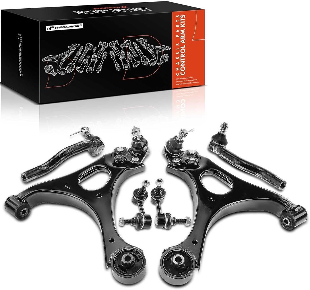 A-Premium 6Pcs Front Suspension Kit, Lower Control Arm, Sway Bar Link, Outer Tie Rod End, Compatible with Honda Civic 2006 2007 2008 2009 2010 2011