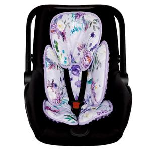 2 in 1 Infant Car Seat Insert, Car Seat Head Support Baby Girls Boys, Soft Newborn Carseat Insert Cushion, Perfect for Carseats, Strollers, Swings (Purple Flower)