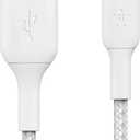 Belkin BoostCharge Braided Lightning Cable - 6.6ft/2M - MFi Certified Apple iPhone Charger USB to Lightning Cable 6ft - iPhone Cable - iPhone Charger Cable - Apple Charger - USB Phone Charger - White